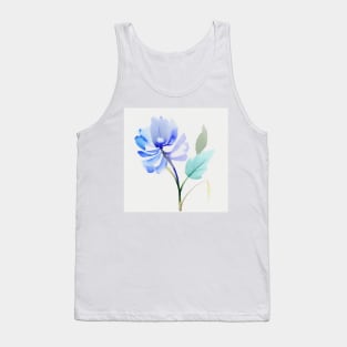 Blue Watercolor Flower Tank Top